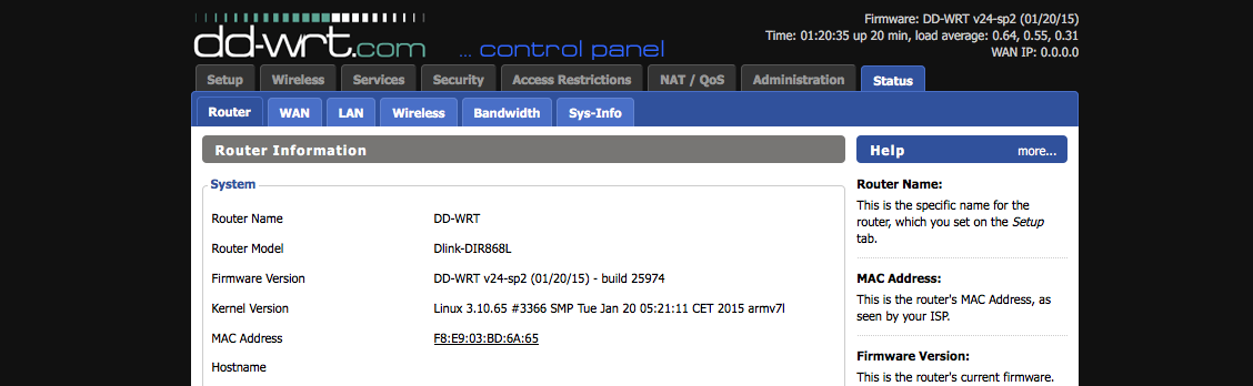 dd-wrt being run