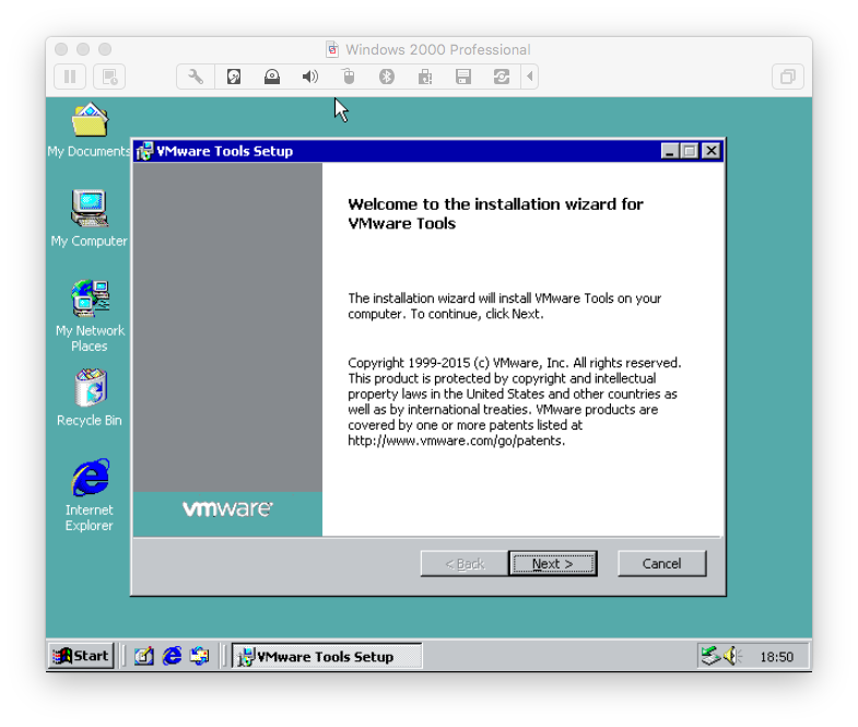 Shot showing VMware install starting