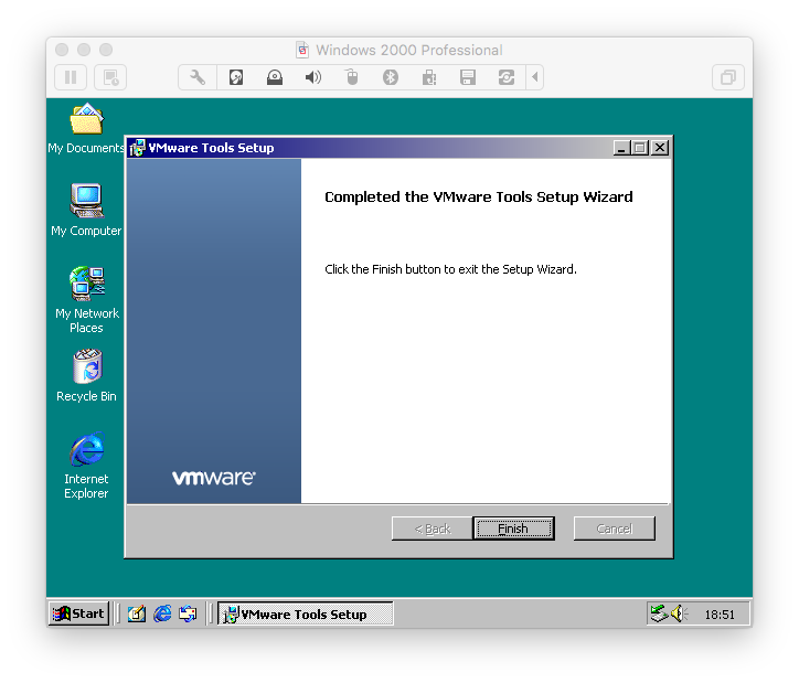 Shot showing Vmware finished and in true colour