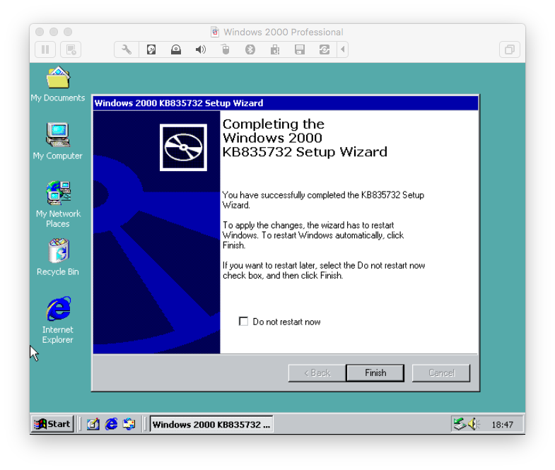 Shot showing KB installed